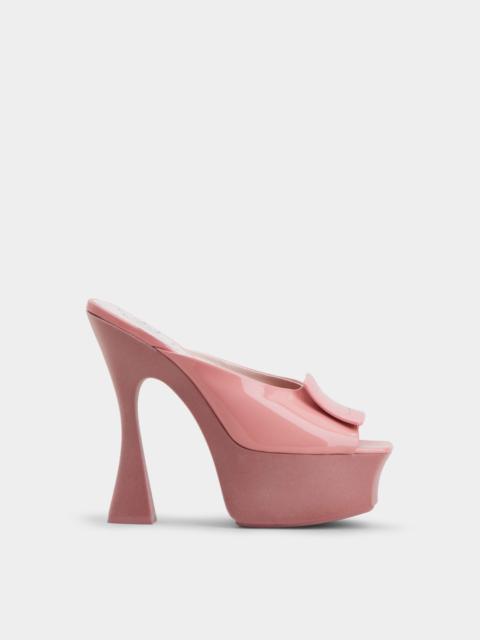Covered Buckle Platform Mules in Patent Leather