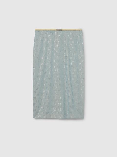 Silk stretch chiffon skirt with crystals