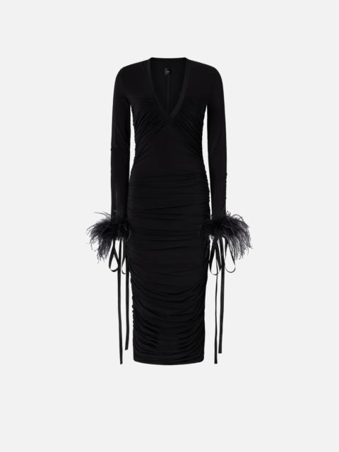 V-NECK DRESS WITH DRAPING