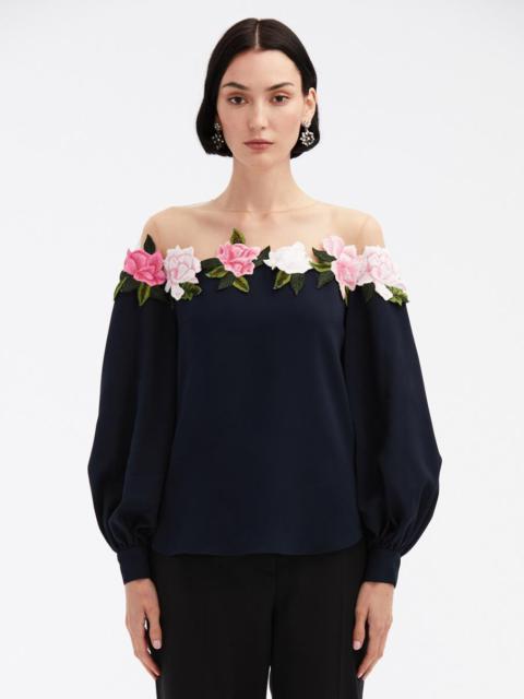 ILLUSION NECK GARDENIA BLOUSE