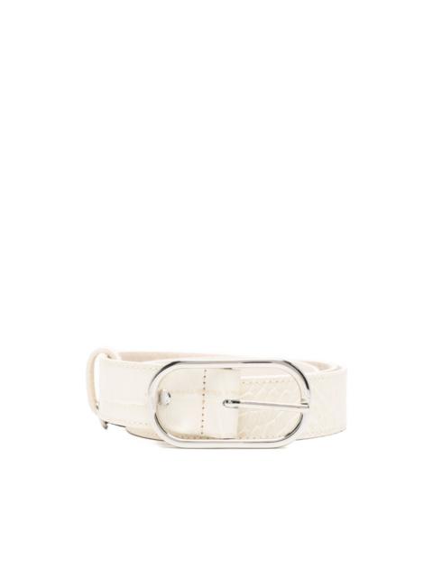oval-buckle leather belt