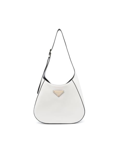 triangle-logo leather shoulder bag