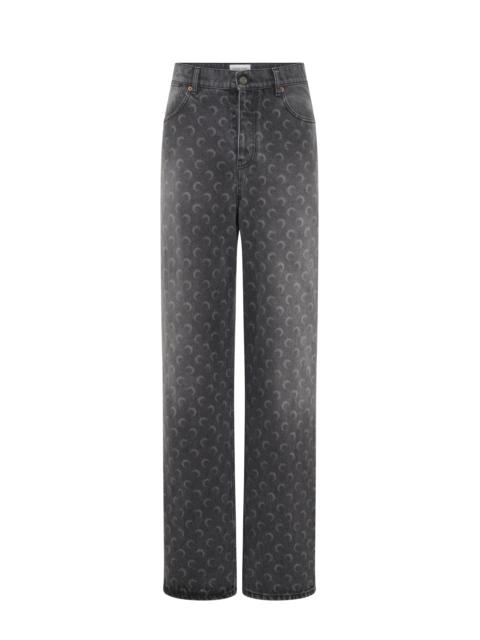 Moon Laser Grey Wash Denim Baggy Jeans