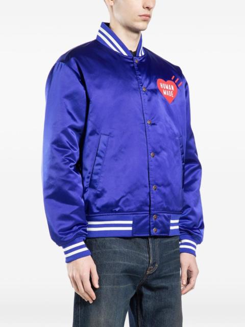 Stadium heart-patch bomber jacket