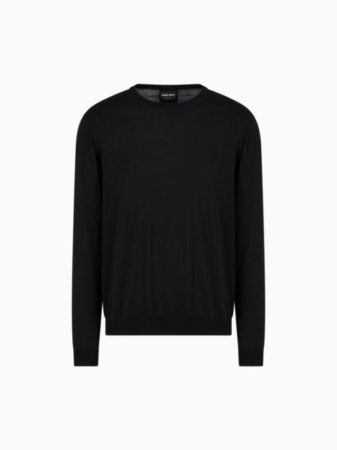 Long-sleeved, crew-neck jumper in silk and cotton