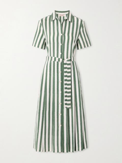 Claudia Belted Striped Cotton Midi Dress