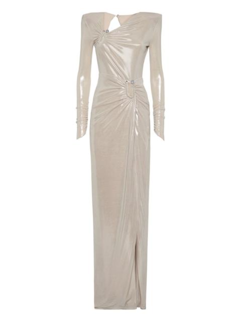 draped evening dress