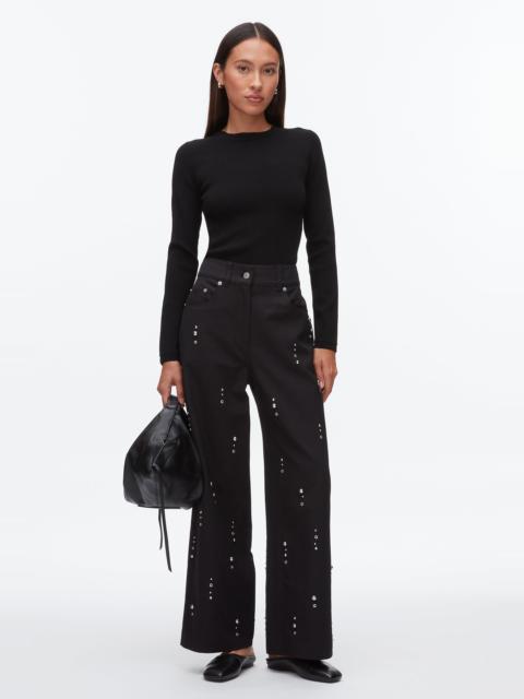 Stud Embellished Wide Leg Pant