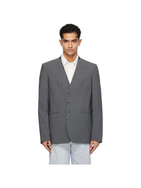 Gray Collarless Blazer