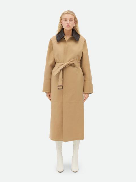 Cotton Trench With Intrecciato Collar