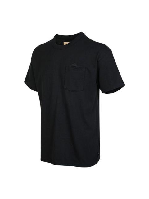 Men's Nike Solid Color Pocket Round Neck Loose Short Sleeve Black T-Shirt DQ9296-010