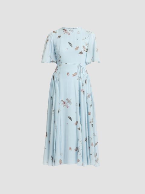 PRINTED SILK VOILE MIDI DRESS