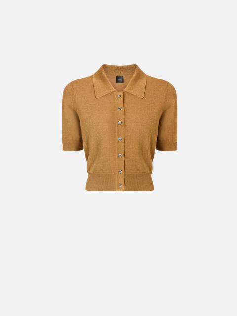 CROPPED, SHORT-SLEEVED CARDIGAN WITH COLLAR