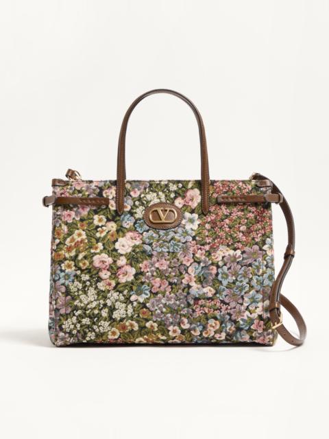 VALENTINO GARAVANI ANTIBES MEDIUM SHOPPING BAG IN APRES L'HIVER JACQUARD FABRIC