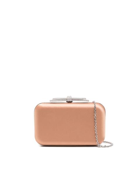 crystal-embellished bow-detail clutch bag