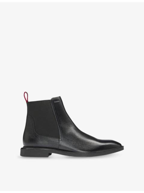 Brand-embossed faux-leather Chelsea boots