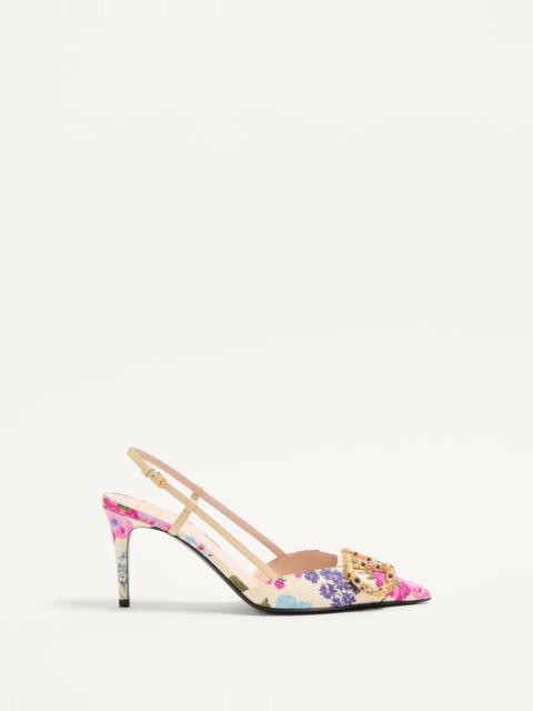 VLOGO SIGNATURE SLINGBACK PUMPS IN PAPIER FLORAL MOIRÉ FABRIC 80MM
