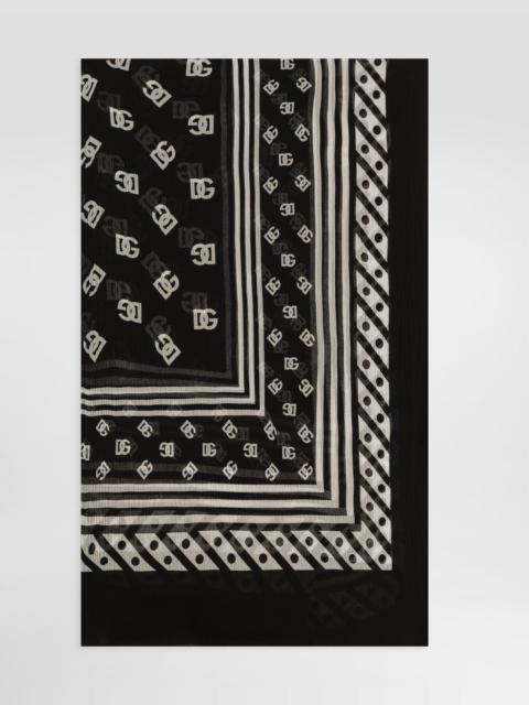 Silk scarf with all-over DG logo print