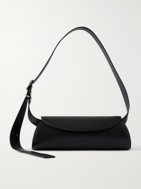Cannolo Small Leather Messenger Bag Black