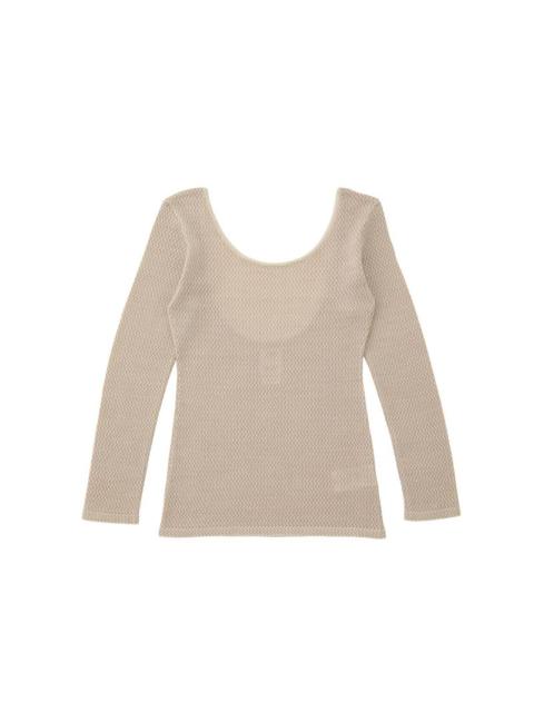 ROUND NECK L/S KNIT W IVORY
