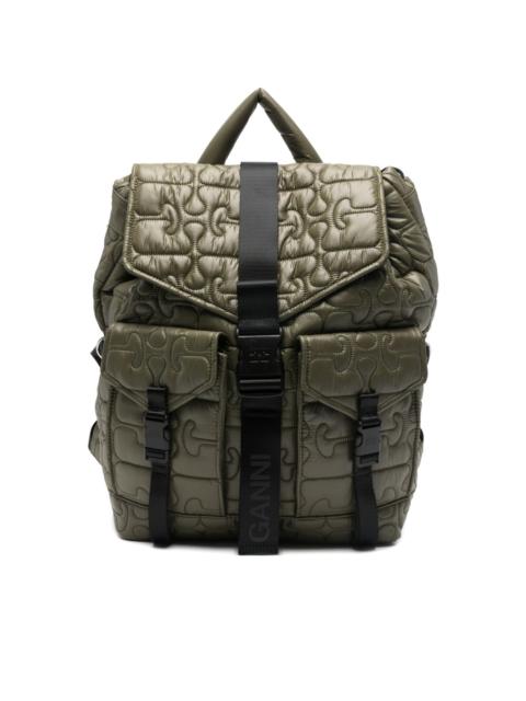 quilted flap-pocket backpack