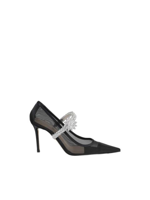lotus-flower-jewelled mesh pumps