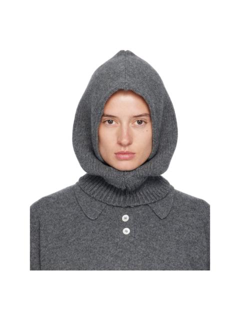 Gray Hand-Knit Hood