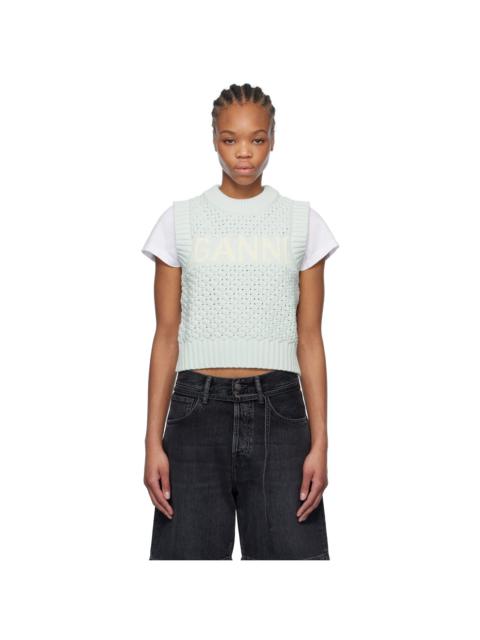 Blue Textured Cotton Vest