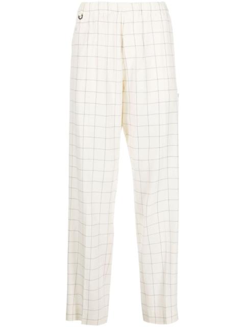 windowpane-print wide-leg trousers
