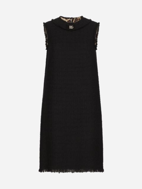 Raschel tweed calf-length dress with DG logo