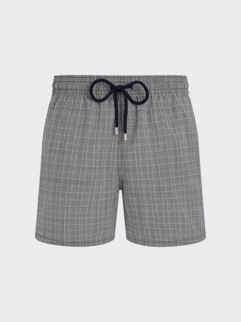 MEN ULTRAFINE WOOL SWIM TRUNKS PRINCE OF WALES CHECK