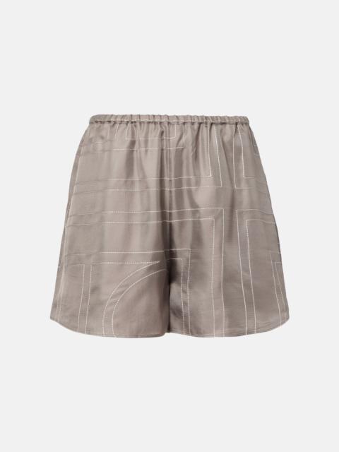 Logo silk twill shorts