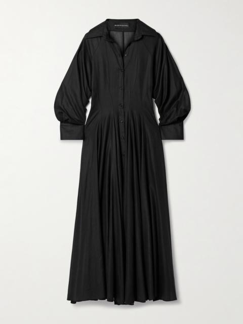 The Virginia Gathered Cotton-voile Midi Shirt Dress