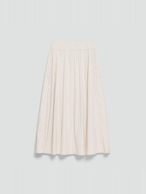 Vented Skirt in Striped Cotton-Blend