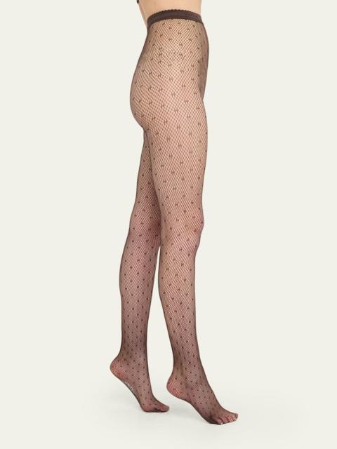 Dotted Net Polka Dot Mesh Tights