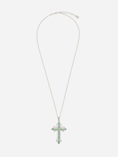 Cross Pendant 18-carat yellow and white gold, emeralds, and diamonds