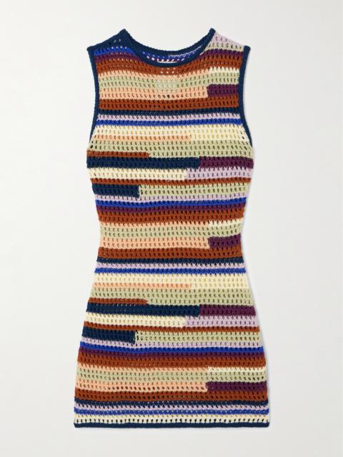 Spondylus Open-knit Organic Cotton Mini Dress