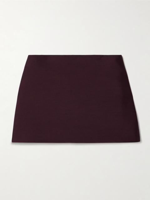 Jett wool and silk-blend crepe mini skirt Burgundy