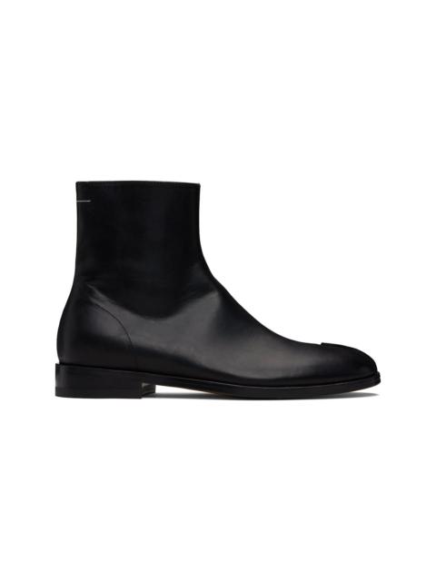 Black Shiny Vegetable Tanned Leather Trunk Boots