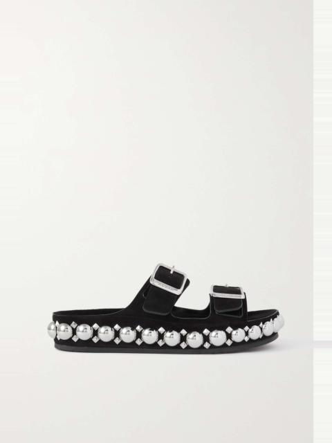 45 studded suede slides