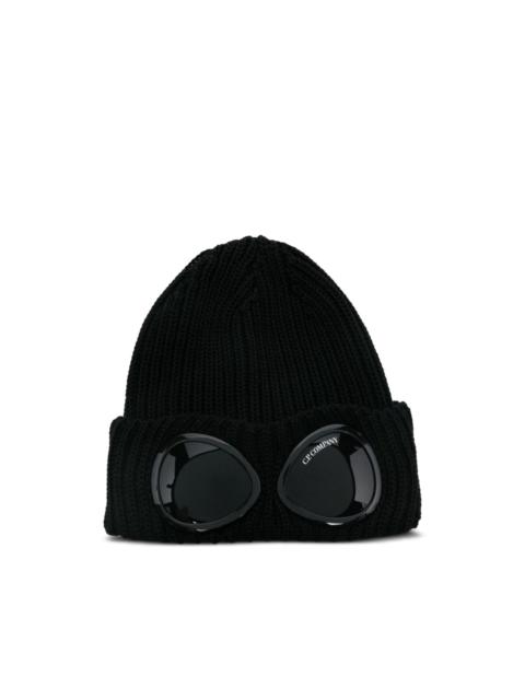 goggle-lens ribbed beanie hat