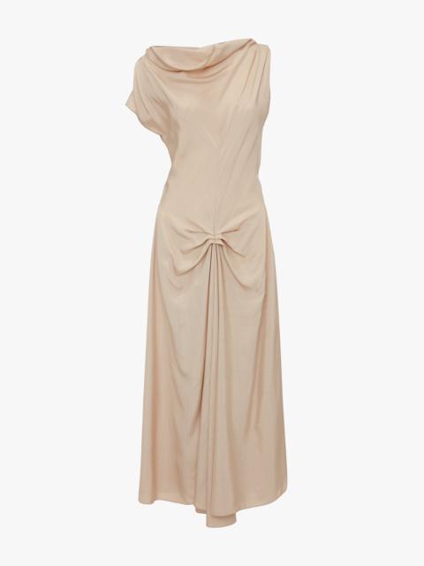 Deconstructed Gathered Waist Midi Dress In Pink Mist