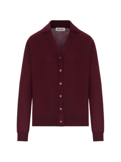 Miu Miu Logo-embroidered Wool Cardigan