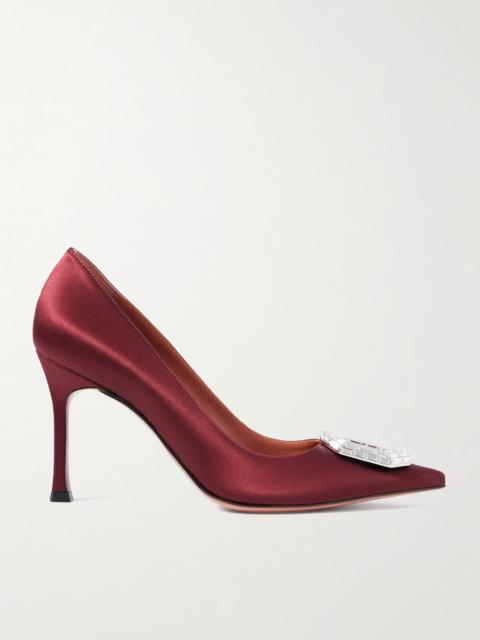 Camelia Crystal-embellished Satin Point-toe Pumps