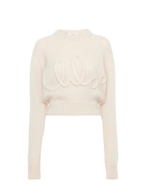 LOGO SWEATER IN ALPACA WOOL & SILK KNIT