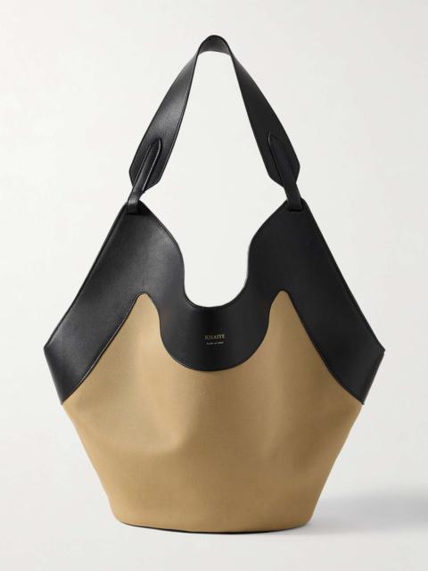 Lotus medium leather-trimmed canvas tote