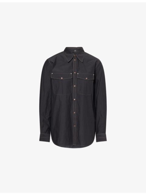 Chest-Pocket Fitted Cotton-Poplin Shirt