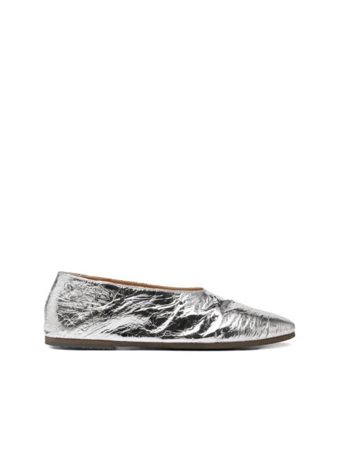 metallic leather ballet flats