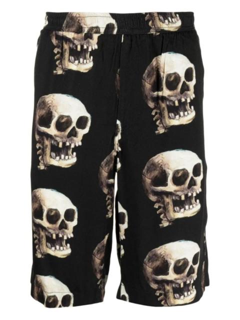 skull-print elasticated-waist shorts