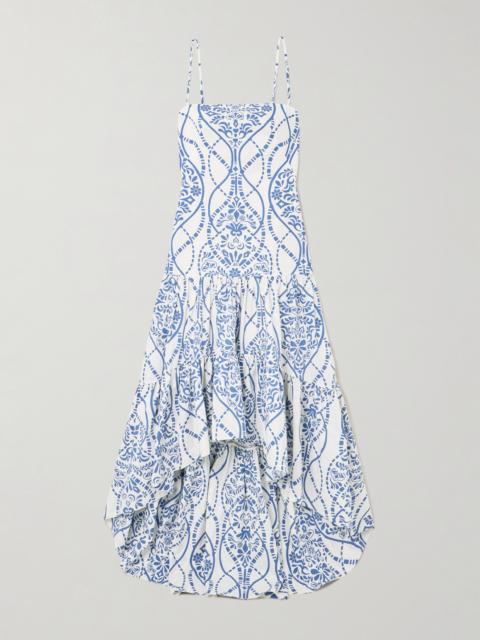 Joyah Colonial Printed Tiered Asymmetric Maxi Dress